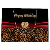 Hübscher Brown-Leopard-Entwurf Große Geschenktüte (Rückseite)