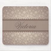 Hübscher Brownblumenmuster-Gewohnheits-Text Mousepad (Vorne)