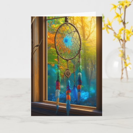 Hübscher bunter Dreamcatcher Karte (Gelbe Blume)