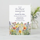Hübscher bunter Garten von Wildblumen Hochzeit Einladung (Stehend Vorderseite)