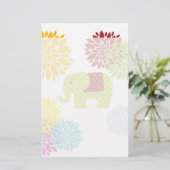 Hübscher bunter Hippie-Elefant-Blumen-Power Briefpapier (Stehend Vorderseite)