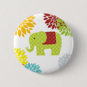 Hübscher bunter Hippie-Elefant-Blumen-Power Button (Vorderseite)