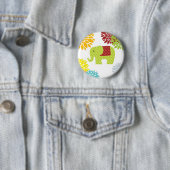 Hübscher bunter Hippie-Elefant-Blumen-Power Button (Beispiel)