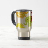 Hübscher bunter Hippie-Elefant-Blumen-Power Reisebecher (Vorderseite Links)