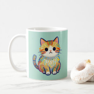 Hübscher Buntstift Katzen Kunstbecher Sanftes Teal Kaffeetasse