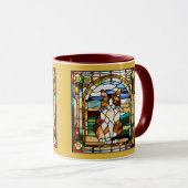 Hübscher Calico-Katzen-Buntglas-Kaffeebecher Tasse (VorderseiteRechts)