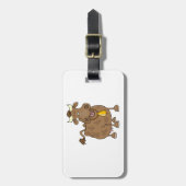 Hübscher Cartoon Braune Kuh mit Glockenfarm Gepäckanhänger (Vorderseite vertikal)