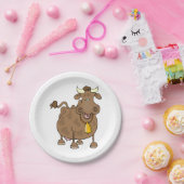 Hübscher Cartoon Braune Kuh mit Glockenfarm Pappteller (Party)