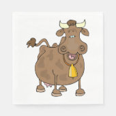 Hübscher Cartoon Braune Kuh mit Glockenfarm Serviette (Vorderseite)