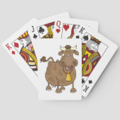 Hübscher Cartoon Braune Kuh mit Glockenfarm Spielkarten (Rückseite)