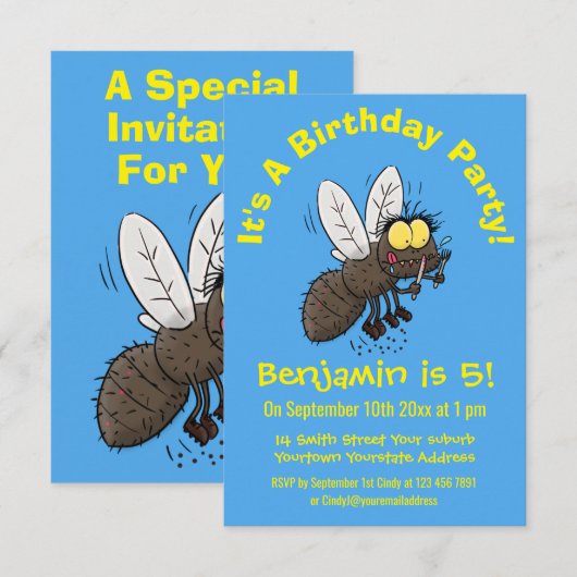 Hübscher Cartoon Einladung (Vorne/Hinten)