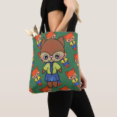 Hübscher Cartoon Fox Girl in Niedlich gestreiftem  Tasche (Von Nahem)