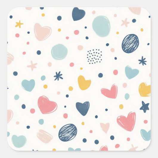 Hübscher Cartoon Sky Quadratischer Aufkleber (Vorderseite)