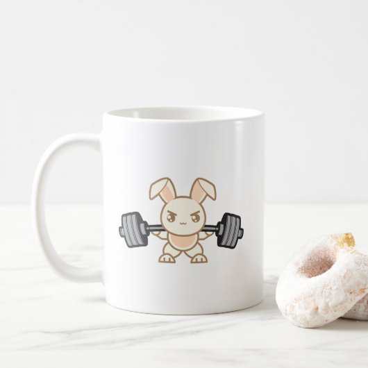 Hübscher Cartoon - Squat - Leg Day, Fitnessraum Kaffeetasse (Mit Donut)