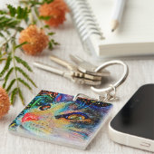 Hübscher Cat Face Art Schlüsselanhänger (Vorderseite rechts)