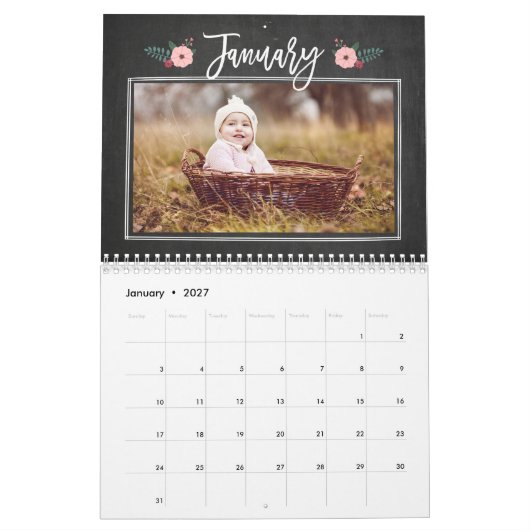 Hübscher Chalkboard-Kalender für benutzerdefiniert Kalender (Jan 2027)