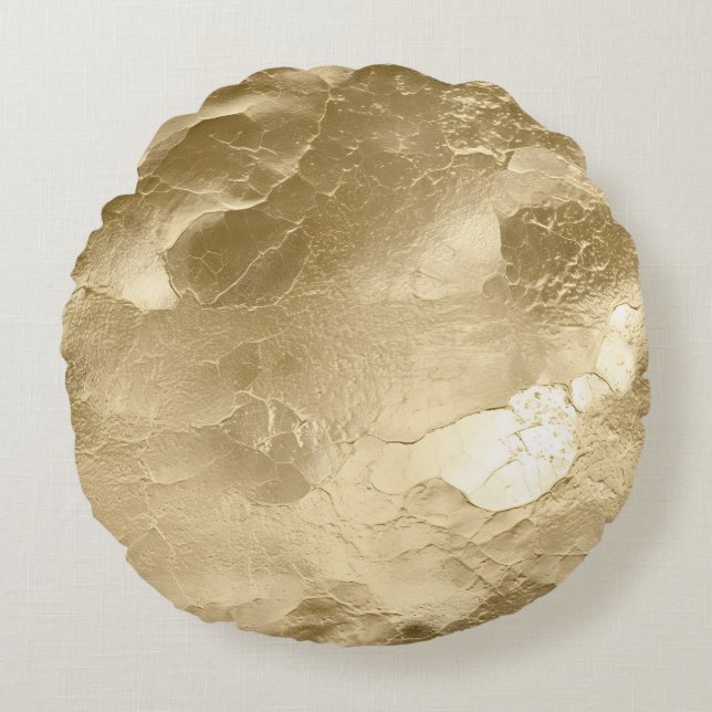 Hübscher Champagner Gold Glamour Rundes Kissen (Vorderseite)