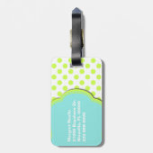 Hübscher Chartreuse u. Aqua-Monogramm-Gepäck-Umbau Gepäckanhänger (Rückseite vertikal)