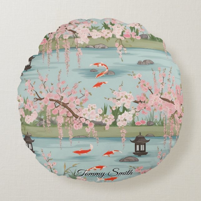 Hübscher Cherry Blossom Pillows Blumenarm Rundes Kissen (Vorderseite)