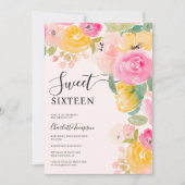 Hübscher chic garten florale wasserfarbe Süß 16 Einladung (Vorderseite)