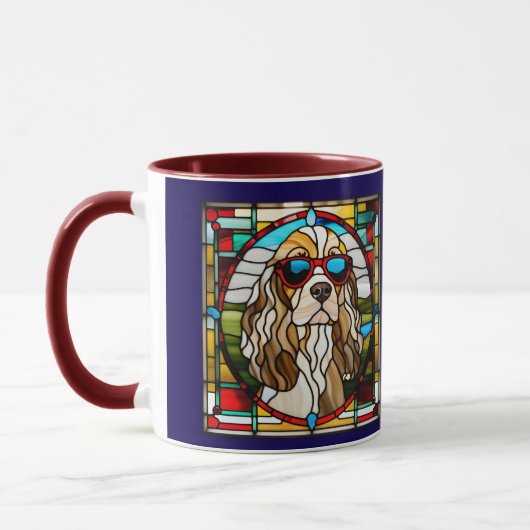 Hübscher Cocker Spaniel Buntglas-Kaffeebecher Tasse (Links)
