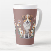 Hübscher Collie umringt von Blumen - Latte Tasse (Rechte Ecke)
