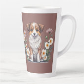 Hübscher Collie umringt von Blumen - Latte Tasse (Rechts)
