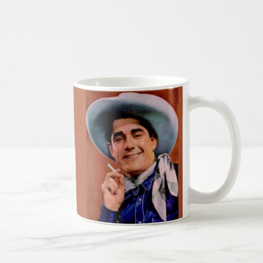 hübscher Cowboy mit Zigarette Kaffeetasse (Rechts)