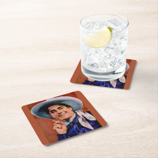 hübscher Cowboy mit Zigarette Rechteckiger Pappuntersetzer (Vor Ort)