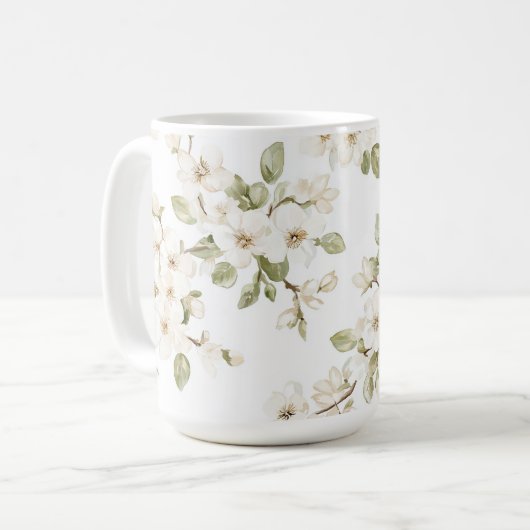 Hübscher cremefarbener blühender Baum  Kaffeetasse (Vorderseite Links)