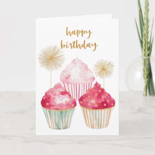 Hübscher Cupcake-Geburtstag Karte (Vorderseite)