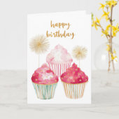 Hübscher Cupcake-Geburtstag Karte (Gelbe Blume)