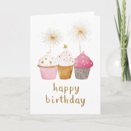 Hübscher Cupcake-Geburtstag Karte (Vorderseite)
