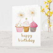 Hübscher Cupcake-Geburtstag Karte (Gelbe Blume)