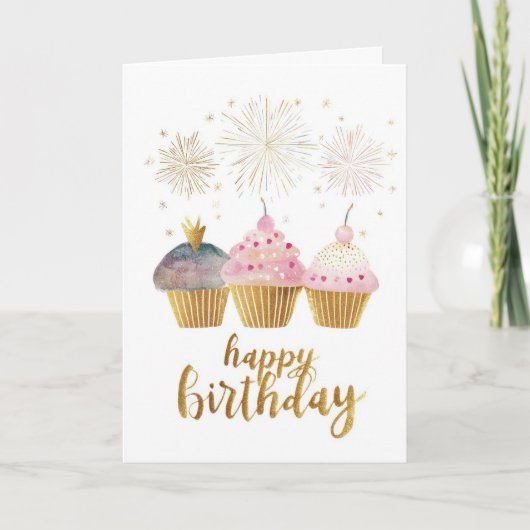 Hübscher Cupcake-Geburtstag Karte (Vorderseite)