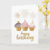 Hübscher Cupcake-Geburtstag Karte (Gelbe Blume)