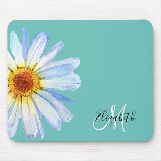 Hübscher Daisy White Pink Monogram Mouse Pad Mousepad (Vorne)