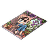 Hübscher Dame Drinking Coffee Relaxen im Freien Notizblock (Linke Seite)