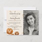 Hübscher Dandelion Foto Feier der Lebenskarte Einladung (Vorderseite)