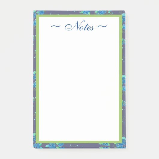 Hübscher Denim Blue Flower Post-It-It-Notes Post-it Klebezettel (Vorderseite)