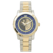 Hübscher Diamant-Hochzeitsring mit Foto auf blau Armbanduhr (Vorderseite)