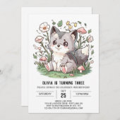 Hübscher digitaler Wolf Geburtstag Einladung (Vorne/Hinten)