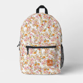 Hübscher Ditsy Blumenmuster Gelb Orange Custom Bedruckter Rucksack (Vorderseite)