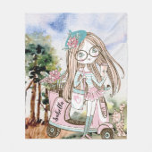 Hübscher Doodle Scooter Personalisierter Name Fleecedecke (Vorderseite)