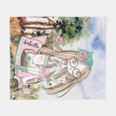 Hübscher Doodle Scooter Personalisierter Name Fleecedecke (Vorderseite (Horizontal))