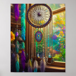 Hübscher Dreamcatcher in Window Lila Boho Poster