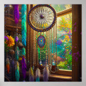 Hübscher Dreamcatcher in Window Lila Boho Poster (Vorne)