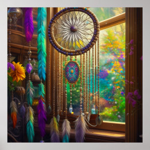 Hübscher Dreamcatcher in Window Lila Boho Poster