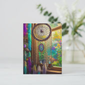 Hübscher Dreamcatcher in Window Lila Boho Postkarte (Stehend Vorderseite)