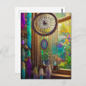 Hübscher Dreamcatcher in Window Lila Boho Postkarte (Vorne/Hinten)